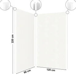 99Deco Lot de 2 panneaux de douche en PVC (90x220 & 120x220 cm) + profilés blanc - Pierre Claire - Gris