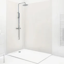 99Deco Lot de 2 panneaux de douche en PVC (90x220 & 120x220 cm) + profilés blanc - Pierre Claire - Gris