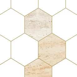 99Deco Lot de 2 panneaux de douche en PVC (90x220 & 120x220 cm) + profilés blanc - Hexa Travertin - Gris