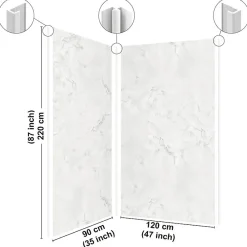 Lot de 2 panneaux de douche en PVC (90x220 & 120x220 cm) + profilés blanc - Effet Marbre clair-99Deco Hot