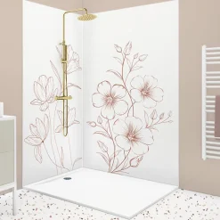 Lot de 2 panneaux de douche en aluminium (90x220 & 120x220 cm) + profilés blanc - Charme - Blanc-99Deco Outlet