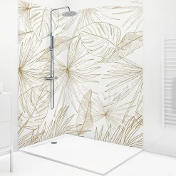 99Deco Lot de 2 panneaux de douche en aluminium (90x220 & 120x220 cm) + profilés blanc - Lamnar Kola