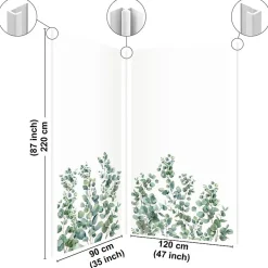 Lot de 2 panneaux de douche en aluminium (90x220 & 120x220 cm) + profilés blanc - Eucalyptus in Rain - Multicolore-99Deco Outlet