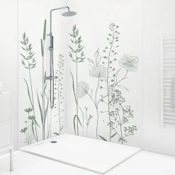 Lot de 2 panneaux de douche en PVC (90x220 & 120x220 cm) + profilés blanc - Vegetalist - Vert-99Deco New