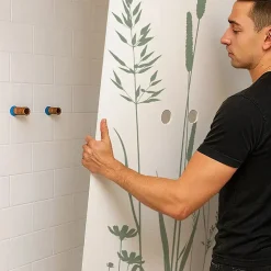 99Deco Lot de 2 panneaux de douche en aluminium (90x220 & 120x220 cm) + profilés blanc - Vegetalist - Vert