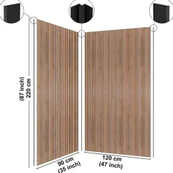 99Deco Lot de 2 panneaux de douche en aluminium (90x220 & 120x220 cm) + profilés noir - effet bois - Japandi - Marron et noir