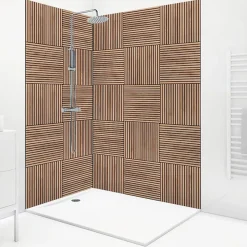 99Deco Lot de 2 panneaux de douche en aluminium (90x220 & 120x220 cm) + profilés noir - Wabi Sabi - Marron et nor