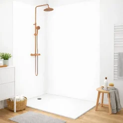 Lot de 2 panneaux de douche en PVC (90x220 & 120x220 cm) + profilés blanc - Essentiel - Blanc-99Deco Best
