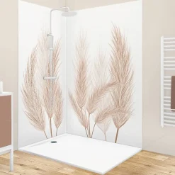Lot de 2 panneaux de douche en PVC (90x220 & 120x220 cm) + profilés blanc - Pampa - Marron-99Deco Best