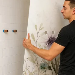 Lot de 2 panneaux de douche en aluminium (90x220 & 120x220 cm) + profilés blanc - Herbier - Multicouleurs-99Deco Online