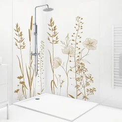 Lot de 2 panneaux de douche en PVC (90x220 & 120x220 cm) + profilés blanc - Vegetalist - Marron-99Deco Sale