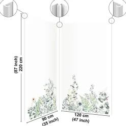 Lot de 2 panneaux de douche en PVC (90x220 & 120x220 cm) + profilés blanc - Flowers in Rain - Multicolore-99Deco Clearance