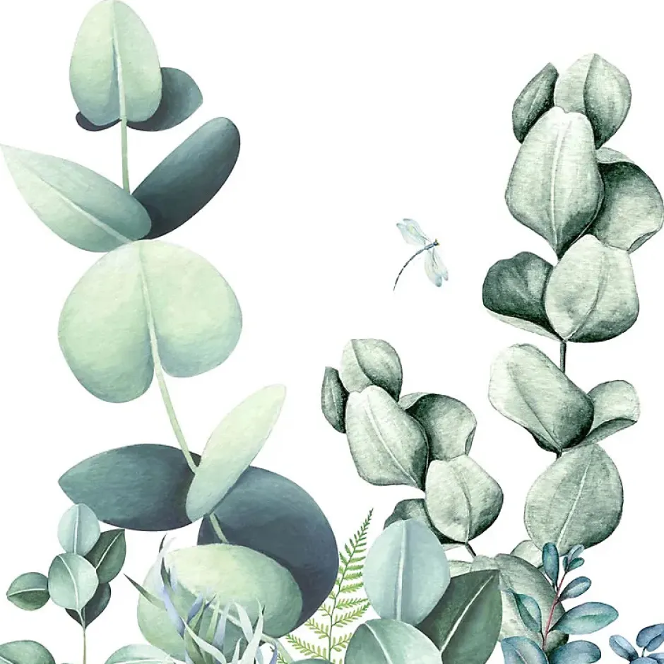 99Deco Lot de 2 panneaux de douche en PVC (90x220 & 120x220 cm) + profilés blanc - Motif végétal - Vert et Blanc - Quiétude