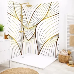 99Deco Lot de 2 panneaux de douche en aluminium (90x220 & 120x220 cm) + profilés blanc - Sotma - Blanc et doré