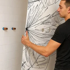 99Deco Lot de 2 panneaux de douche en aluminium (90x220 & 120x220 cm) + profilés noir - Lamnar - Noir