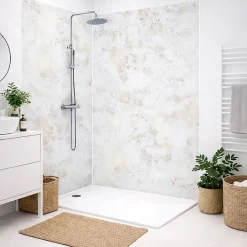 99Deco Lot de 2 panneaux de douche en PVC (90x220 & 120x220 cm) + profilés blanc - New Trashwall - Marron