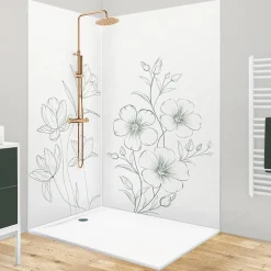 99Deco Lot de 2 panneaux de douche en aluminium (90x220 & 120x220 cm) + profilés blanc - Charme - Vert