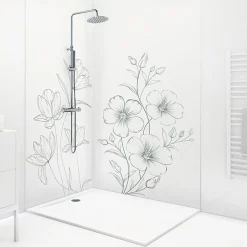 99Deco Lot de 2 panneaux de douche en aluminium (90x220 & 120x220 cm) + profilés blanc - Charme - Vert