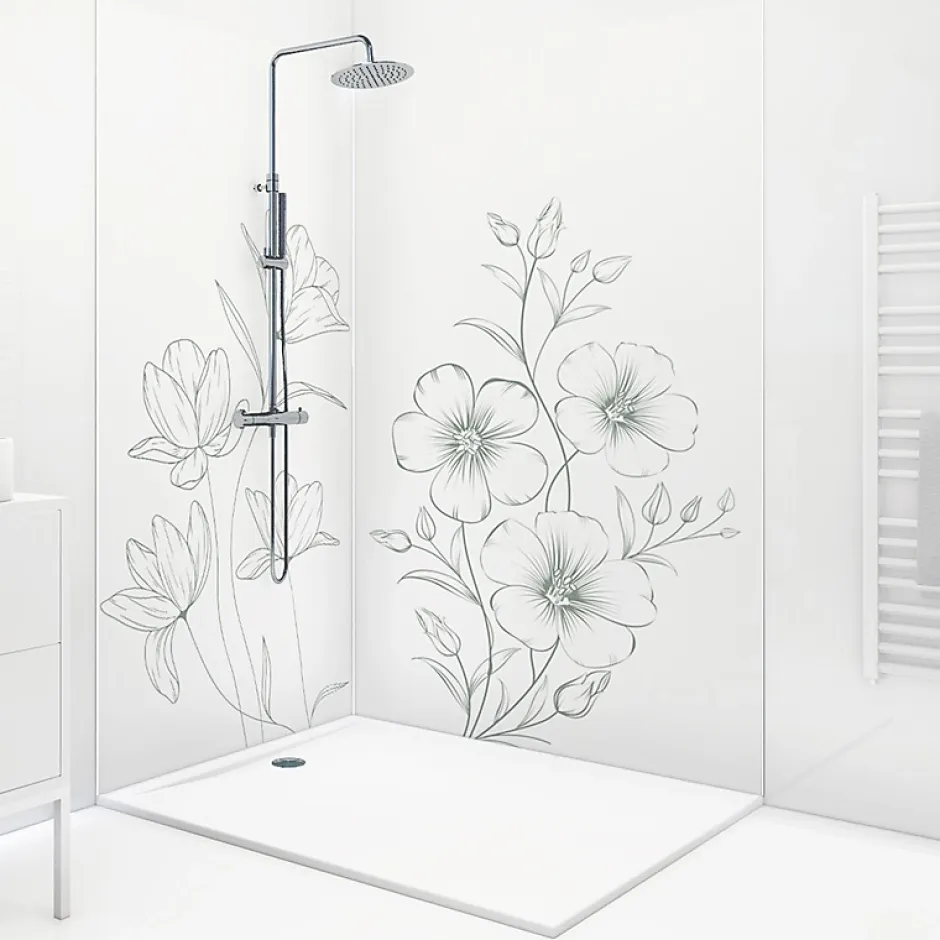 99Deco Lot de 2 panneaux de douche en aluminium (90x220 & 120x220 cm) + profilés blanc - Charme - Vert
