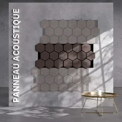 Lot de 2 Panneaux Hexagonaux H. 76 cm L. 62 cm - Noyer Feutre Noir-Mon Marché Déco Clearance