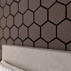 Lot de 2 Panneaux Hexagonaux H. 76 cm L. 62 cm - Noyer Feutre Noir-Mon Marché Déco Clearance