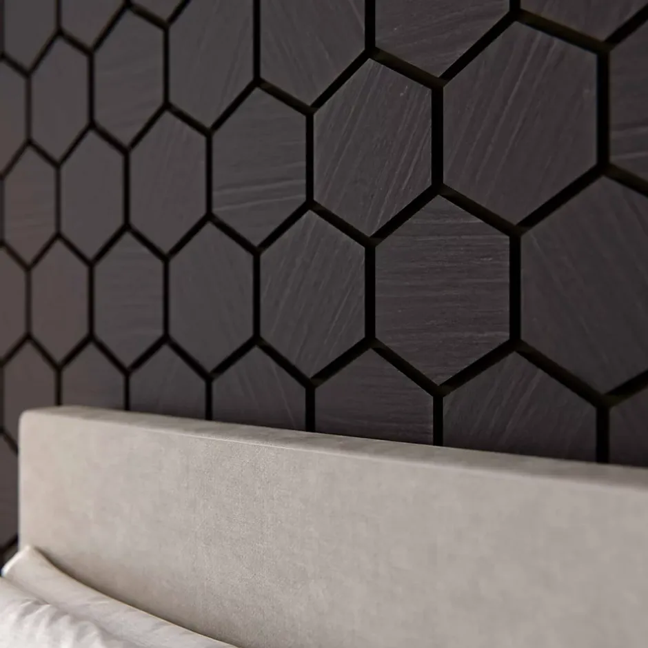 Lot de 2 Panneaux Hexagonaux H. 76 cm L. 62 cm - Chêne Noir Feutre Noir-Mon Marché Déco Sale