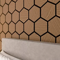 Mon Marché Déco Lot de 2 Panneaux Hexagonaux H. 76 cm L. 62 cm - Chêne Brun Feutre Noir