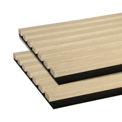 Forestea Lot de 2 Panneaux mural acoustic lamelles MDF chêne clair sur fond noir 2600 x 300 x 17 mm 1,56 M2