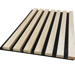 Forestea Lot de 2 Panneaux mural acoustic lamelles MDF chêne clair sur fond noir 2600 x 300 x 17 mm 1,56 M2