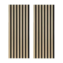 Forestea Lot de 2 Panneaux mural acoustic lamelles MDF chêne clair sur fond noir 2600 x 300 x 17 mm 1,56 M2