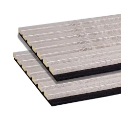 Lot de 2 Panneaux mural acoustic lamelles MDF chêne gris sur fond noir 2600 x 300 x 17 mm 1,56 M2-Forestea Clearance