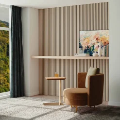 Lot de 2 Panneaux Muraux Décoratifs Acoustiques Bois MDF 120x60cm Chêne clair AntiBruit, Facile à Poser-AICA Sanitaire Hot