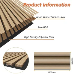 Lot de 2 Panneaux Muraux Décoratifs Acoustiques Bois MDF 120x60cm Chêne clair AntiBruit, Facile à Poser-AICA Sanitaire Hot