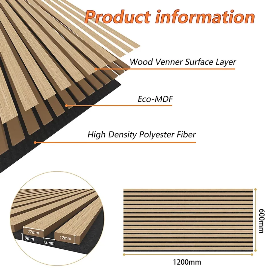 Lot de 2 Panneaux Muraux Décoratifs Acoustiques Bois MDF 120x60cm Chêne clair AntiBruit, Facile à Poser-AICA Sanitaire Hot