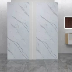 AICA Sanitaire Lot de 2 panneaux muraux de douche effet Marbre en Aluminium avec 1 profilés,L100xL100xH210cm ,Protection murale,Antimoisissure