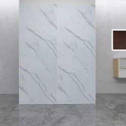 AICA Sanitaire Lot de 2 panneaux muraux de douche effet Marbre en Aluminium avec 1 profilés,L100xL100xH210cm ,Protection murale,Antimoisissure