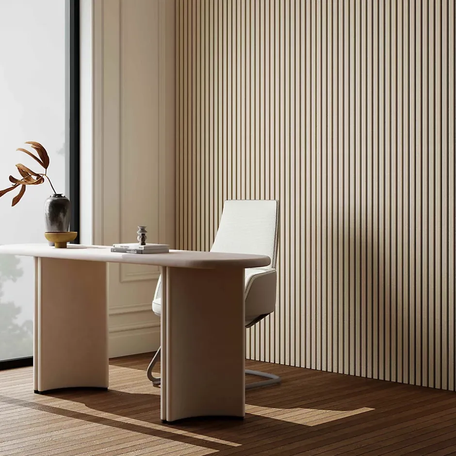 Lot de 3 Panneaux Muraux Décoratifs Acoustiques Bois MDF 260x30cm chêne naturel AntiBruit, Facile à Poser-AICA Sanitaire Hot