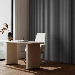 Lot de 2 Panneaux Muraux Décoratifs Acoustiques Bois MDF 260x30cm Chêne grisé AntiBruit, Facile à Poser-AICA Sanitaire Clearance