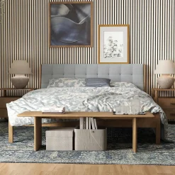 Lot de 2 Panneaux Muraux Décoratifs Acoustiques Bois MDF 240x60cm chêne naturel AntiBruit, Facile à Poser-AICA Sanitaire Best