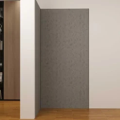 AICA Sanitaire Lot de 2 panneaux muraux de douche gris mural aluminium avec 3 profiles - L.90 x L.90 x H.210 cm - facile à nettoyer