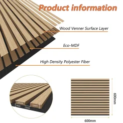 AICA Sanitaire Lot de 4 Panneaux Muraux Décoratifs Acoustiques Bois MDF 60x60cm Chêne clair AntiBruit, Facile à Poser