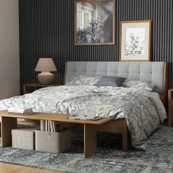 Lot de 3 Panneaux Muraux Décoratifs Acoustiques Bois MDF 240x60cm Chêne grisé AntiBruit, Facile à Poser-AICA Sanitaire Sale