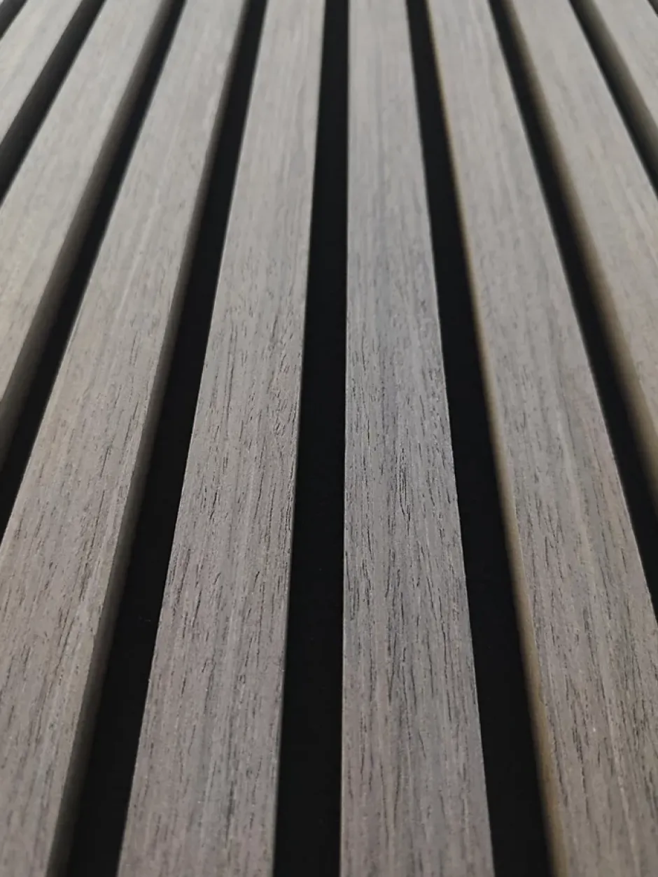 Lot de 3 Panneaux Muraux Décoratifs Acoustiques Bois MDF 240x60cm Chêne grisé AntiBruit, Facile à Poser-AICA Sanitaire Sale