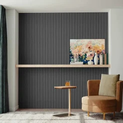 AICA Sanitaire Lot de 2 Panneaux Muraux Décoratifs Acoustiques Bois MDF 120x60cm Chêne grisé AntiBruit, Facile à Poser