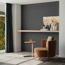 AICA Sanitaire Lot de 2 Panneaux Muraux Décoratifs Acoustiques Bois MDF 120x60cm Chêne grisé AntiBruit, Facile à Poser