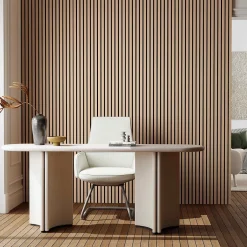 Lot de 2 Panneaux Muraux Décoratifs Acoustiques Bois MDF 240x60cm Chêne foncé AntiBruit, Facile à Poser-AICA Sanitaire Clearance