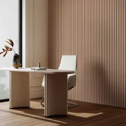 Lot de 2 Panneaux Muraux Décoratifs Acoustiques Bois MDF 240x60cm Chêne foncé AntiBruit, Facile à Poser-AICA Sanitaire Clearance