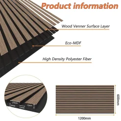 Lot de 2 Panneaux Muraux Décoratifs Acoustiques Bois MDF 120x60cm Noyer AntiBruit, Facile à Poser-AICA Sanitaire Clearance