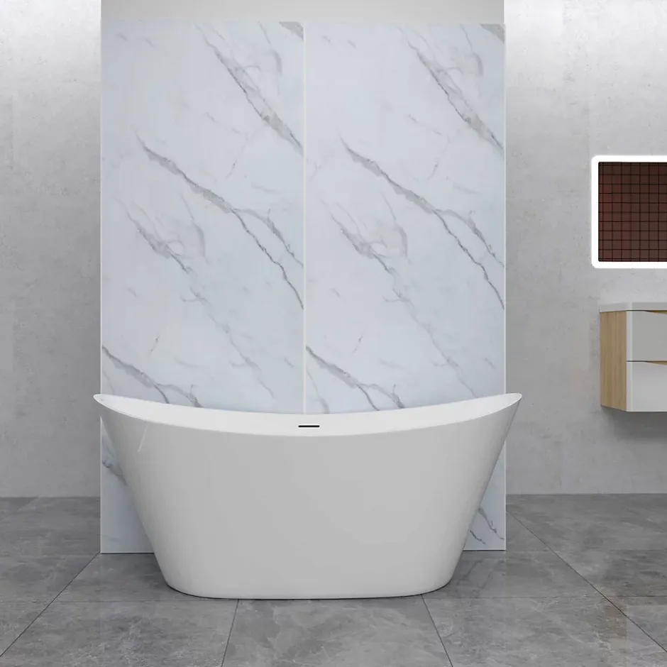 Lot de 2 panneaux muraux de douche effet Marbre en Aluminium avec 1 profilés,L120xL120xH210cm ,Protection murale,Antimoisissure-AICA Sanitaire Online