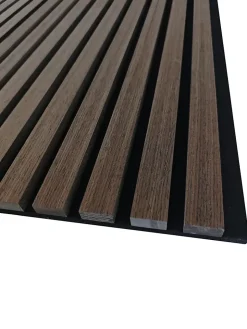 Lot de 2 Panneaux Muraux Décoratifs Acoustiques Bois MDF 240x60cm Noyer AntiBruit, Facile à Poser-AICA Sanitaire Discount